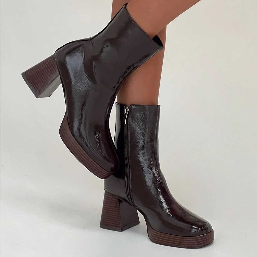 Princess Polly Kyleigh Dark Brown Heeled Boots